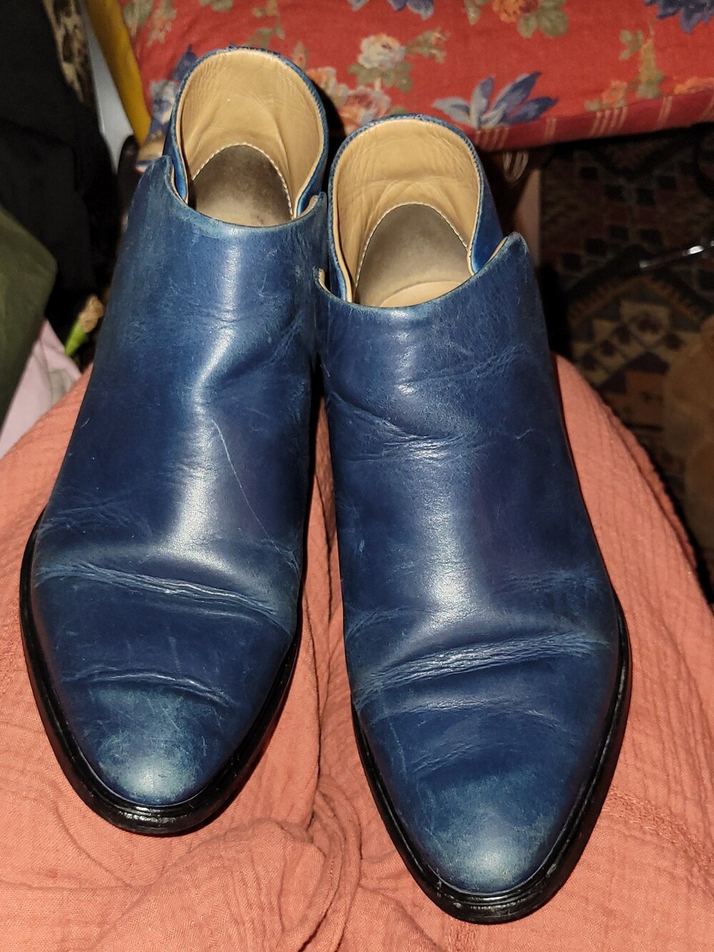 Everlane The Modern navy blue leather ankle booties Size 7 1/2
